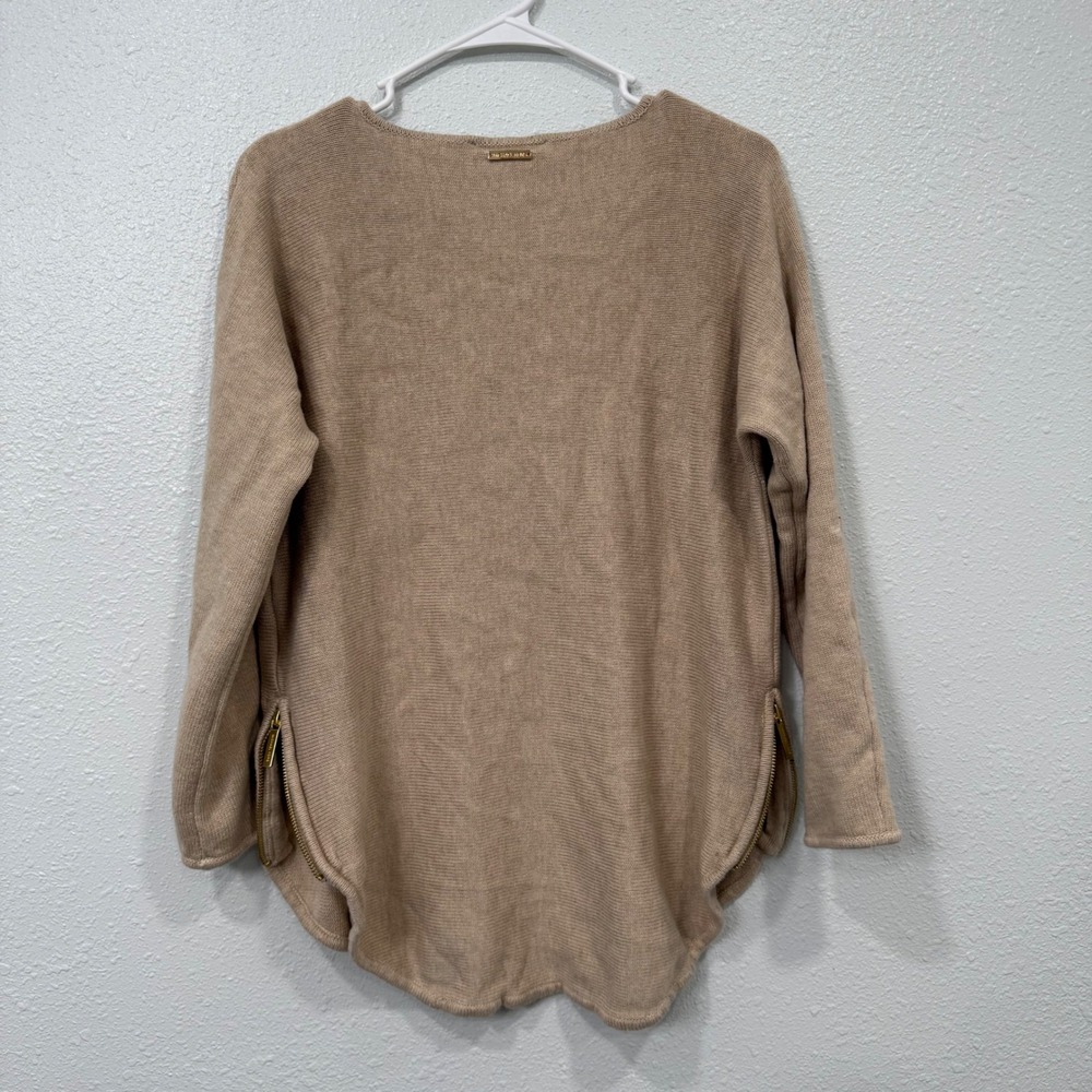 Michael Michael Kors Tan Camel Cotton Blend Side Zip Sweater Womens Medium - Picture 2 of 8